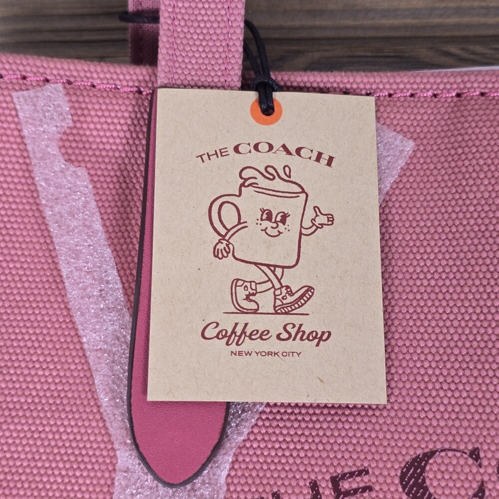 Coach Cafe Lil Miss Jo Coffee Shop Canvas Tote Limited Edition - Rouge Pink NWT - Picture 4 of 12